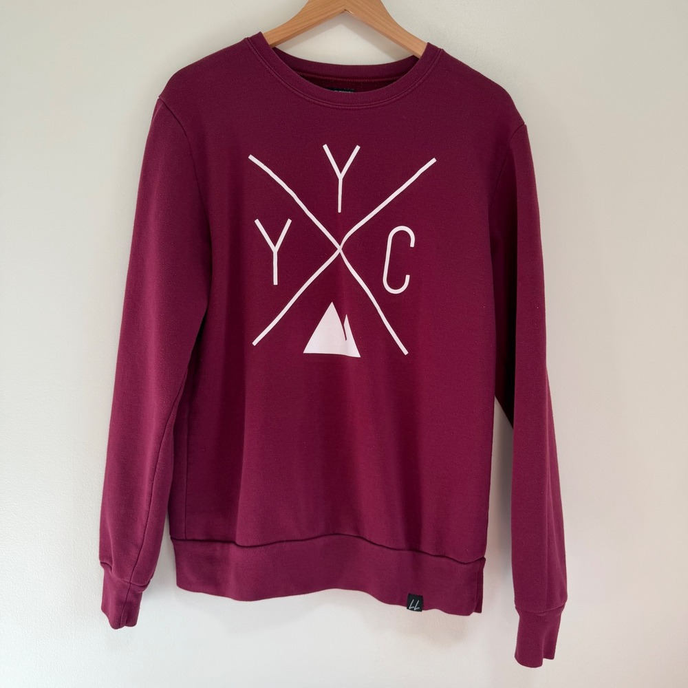 Local Laundry YYC Calgary Cross Mountains Crewneck Sweatshirt Maroon Medium
